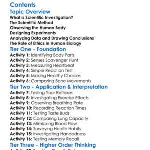 Scientific Investigation In Human Biology Worksheet Activity Booklet