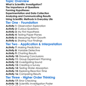 Scientific Investigation Methods Worksheet Activity Booklet