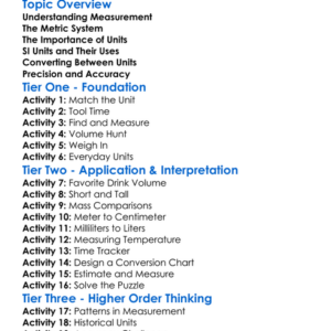 Scientific Measurement Units Worksheet Activity Booklet