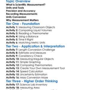 Scientific Measurement Worksheet Activity Booklet