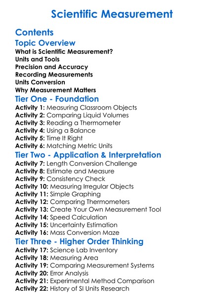 Scientific Measurement Worksheet Activity Booklet