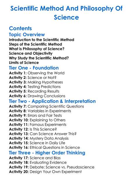 Scientific Method And Philosophy Of Science Worksheet Activity Booklet