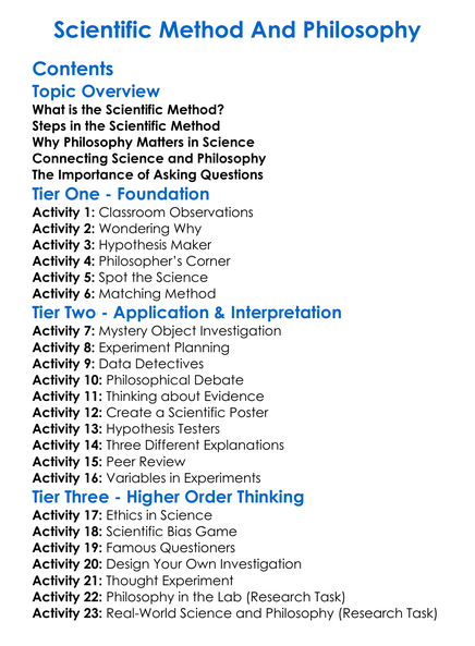 Scientific Method And Philosophy Worksheet Activity Booklet
