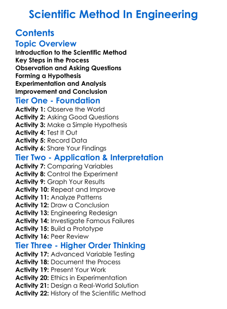 Scientific Method In Engineering Worksheet Activity Booklet