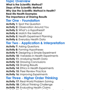 Scientific Method In Health Worksheet Activity Booklet