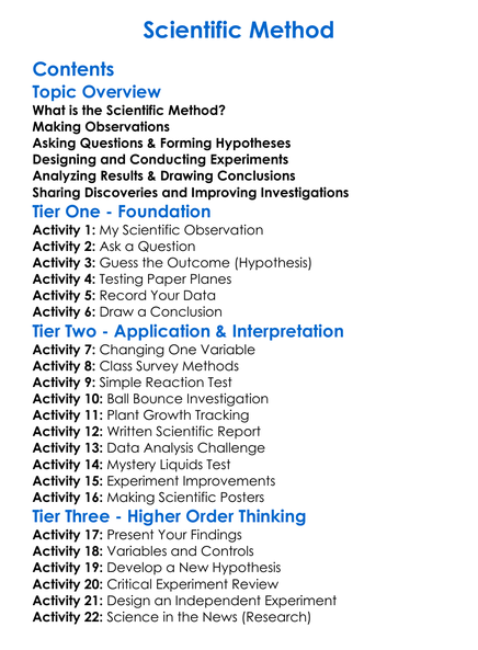 Scientific Method Worksheet Activity Booklet