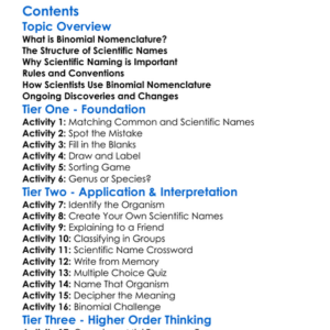 Scientific Naming Binomial Nomenclature Worksheet Activity Booklet