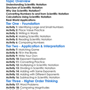 Scientific Notation Worksheet Activity Booklet
