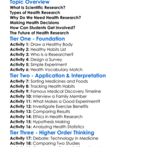 Scientific Research In Health Worksheet Activity Booklet