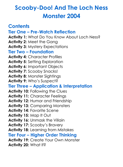 Scooby-Doo And The Loch Ness Monster 2004 Worksheet Activity Booklet