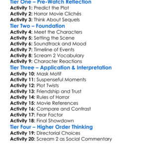 Scream 2 1997 Worksheet Activity Booklet