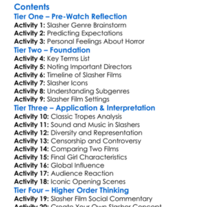 Scream And Scream Again A History Of The Slasher Film 2000 Worksheet Activity Booklet