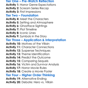 Scream Vi 2023 Worksheet Activity Booklet