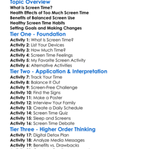 Screen Time And Health Worksheet Activity Booklet