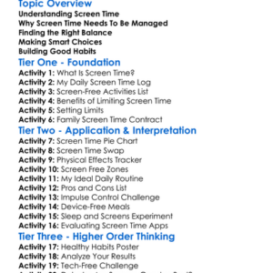Screen Time Management Worksheet Activity Booklet