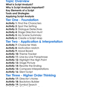 Script Analysis Worksheet Activity Booklet