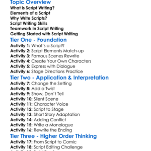 Script Writing Worksheet Activity Booklet