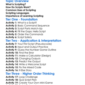 Scripting Fundamentals Worksheet Activity Booklet