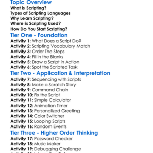 Scripting Worksheet Activity Booklet