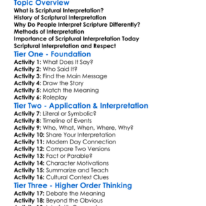 Scriptural Interpretation Worksheet Activity Booklet