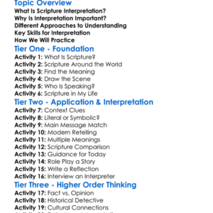 Scripture Interpretation Worksheet Activity Booklet
