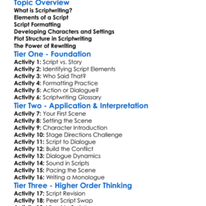 Scriptwriting Basics Worksheet Activity Booklet