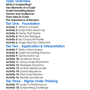 Scriptwriting Fundamentals Worksheet Activity Booklet
