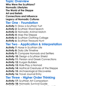 Scythians And Nomadic Cultures Worksheet Activity Booklet