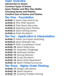 Seam Types And Seam Finishes Worksheet Activity Booklet