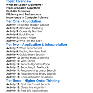 Search Algorithms Worksheet Activity Booklet