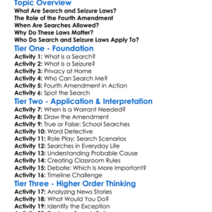 Search And Seizure Laws Worksheet Activity Booklet