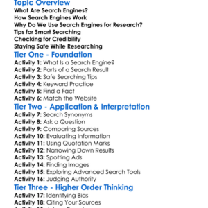 Search Engines And Research Worksheet Activity Booklet