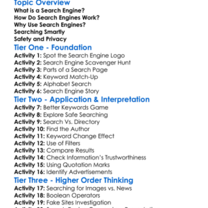 Search Engines Worksheet Activity Booklet