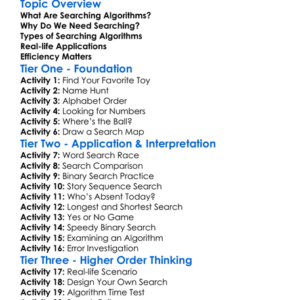 Searching Algorithms Worksheet Activity Booklet
