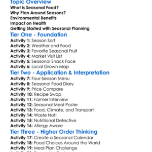 Seasonal Food Planning Worksheet Activity Booklet