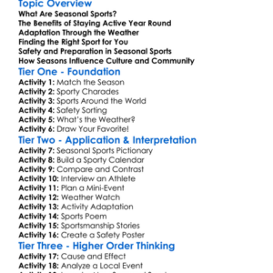Seasonal Sports And Activities Worksheet Activity Booklet