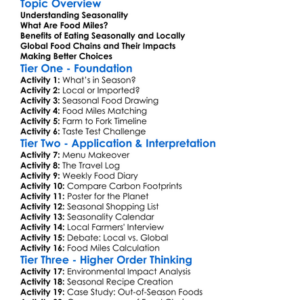 Seasonality And Food Miles Worksheet Activity Booklet