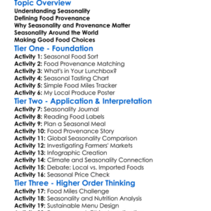 Seasonality And Food Provenance Worksheet Activity Booklet