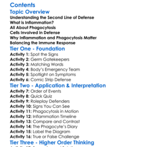 Second Line Of Defense Inflammation And Phagocytosis Worksheet Activity Booklet
