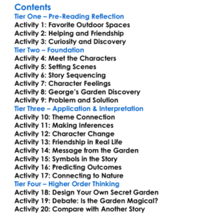 Secret Garden Of George Linda Bailey Worksheet Activity Booklet