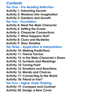 Secret Window Secret Garden Dean Koontz Worksheet Activity Booklet