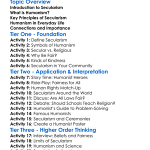 Secularism And Humanism Worksheet Activity Booklet
