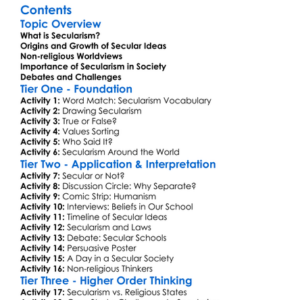 Secularism And Non-Religious Worldviews Worksheet Activity Booklet