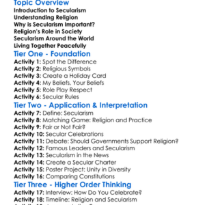 Secularism And Religion Worksheet Activity Booklet