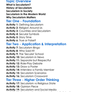 Secularism Worksheet Activity Booklet