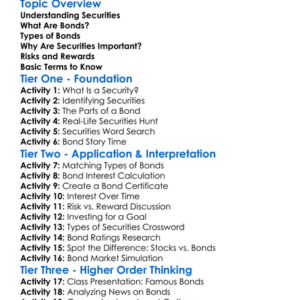 Securities And Bonds Worksheet Activity Booklet