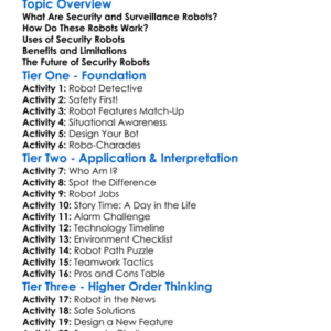 Security And Surveillance Robots Worksheet Activity Booklet