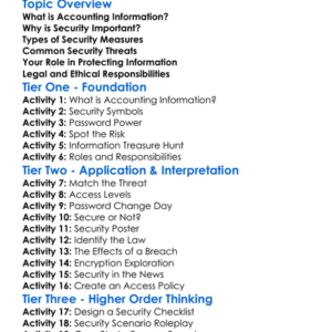 Security Of Accounting Information Worksheet Activity Booklet