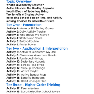 Sedentary Vs Active Lifestyles Worksheet Activity Booklet