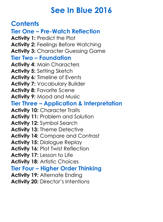 See In Blue 2016 Worksheet Activity Booklet